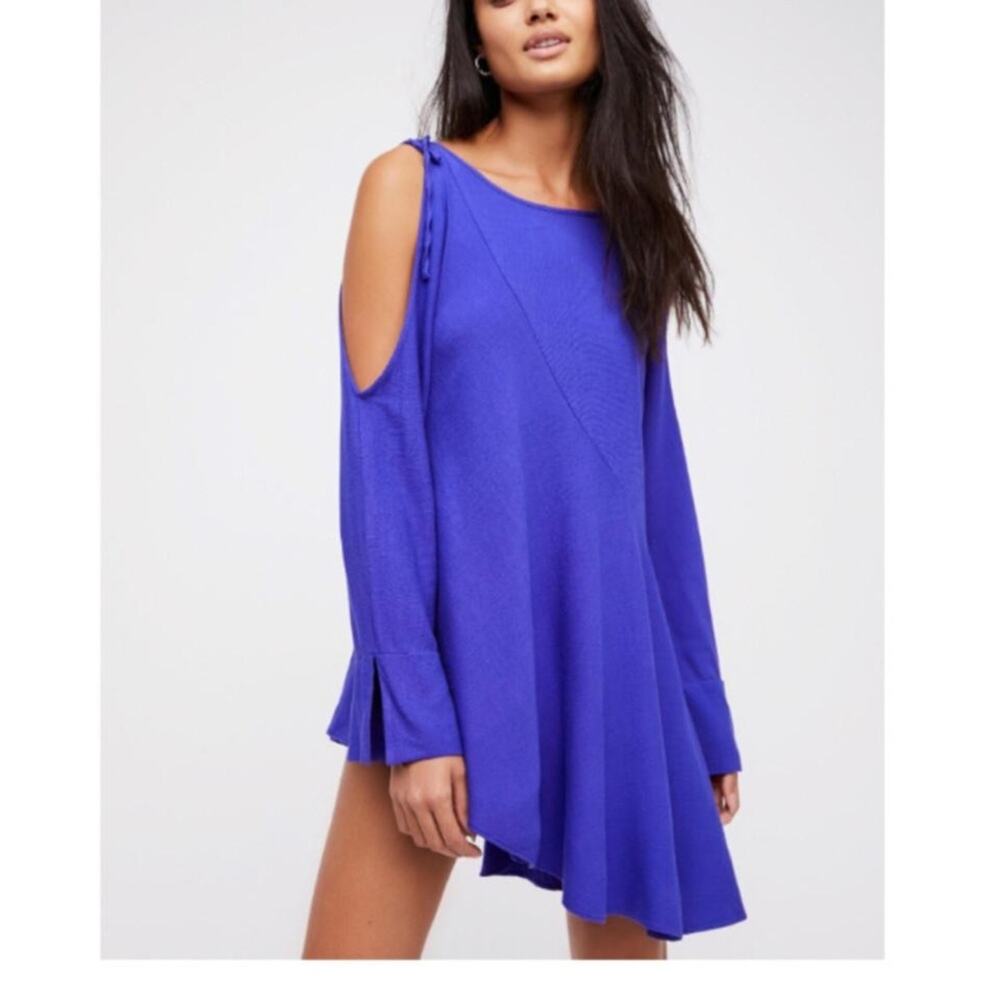 Free People Clear Skies Purple Cold Shoulders Tunic Dress